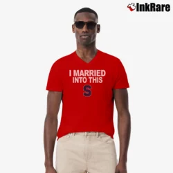 Men’s I Married Into This Syracuse V-Neck Tee in red | Sharp, Breathable, Everyday Staple