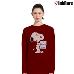 Women’s I Miss You Snoopy And Charlie Brown Long-Sleeve Top in maroon | Sleek, Versatile, All-Season
