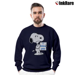 Men’s I Miss You Snoopy And Charlie Brown Crewneck Sweatshirt in navy | Cozy Fabric, Clean Style