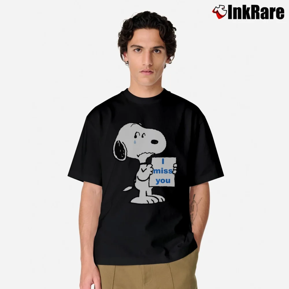 Men’s I Miss You Snoopy And Charlie Brown Classic T-Shirt in black | Soft, Breathable Everyday Wear