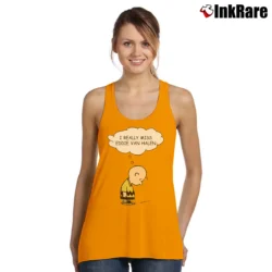 Women’s I Really Miss Eddie Van Halen Guitar Tribute Tank Top in orange | Lightweight, Movement-Friendly