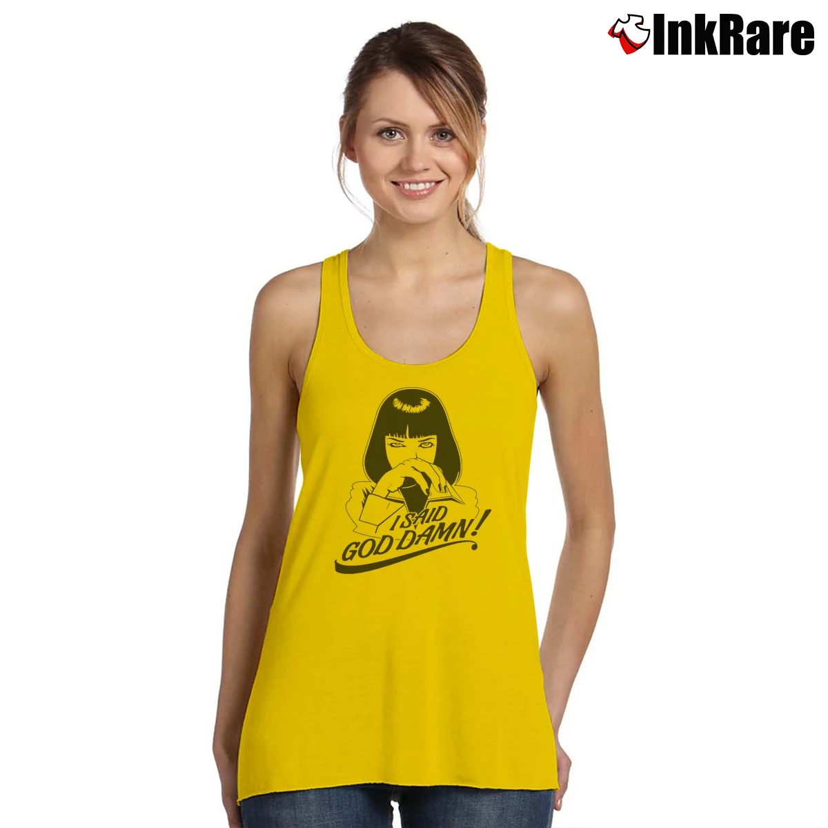 I Said Goddamn Mia Wallace Pulp Fiction Women’s Essential Tank in yellow – Summer Ready Women’s I Said Goddamn Mia Wallace Pulp Fiction Tank Top in yellow | Lightweight, Movement-Friendly