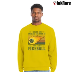 Men’s I Said I Cast Fireball Dungeons And Dragons Meme Crewneck Sweatshirt in yellow | Cozy Fabric, Clean Style