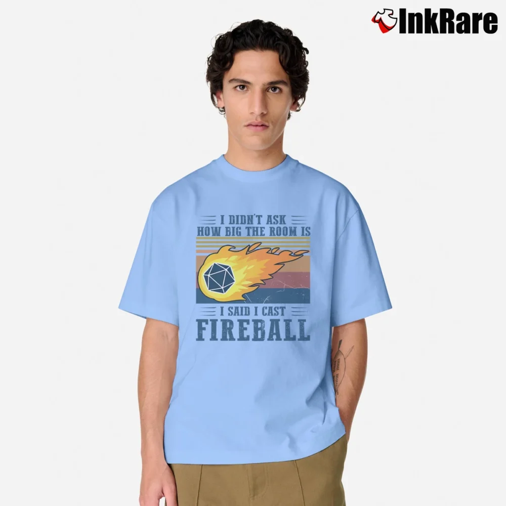 Men’s I Said I Cast Fireball Dungeons And Dragons Meme Classic T-Shirt in light blue | Soft, Breathable Everyday Wear