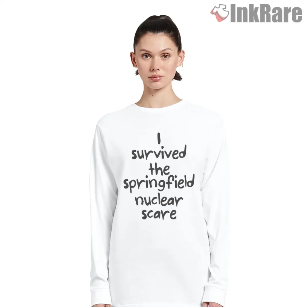 I Survived Springfield Nuclear Scare Funny Survival Shirt on white long sleeve shirt for women graphic tee
