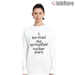 I Survived Springfield Nuclear Scare Funny Survival Shirt on white long sleeve shirt for women graphic tee