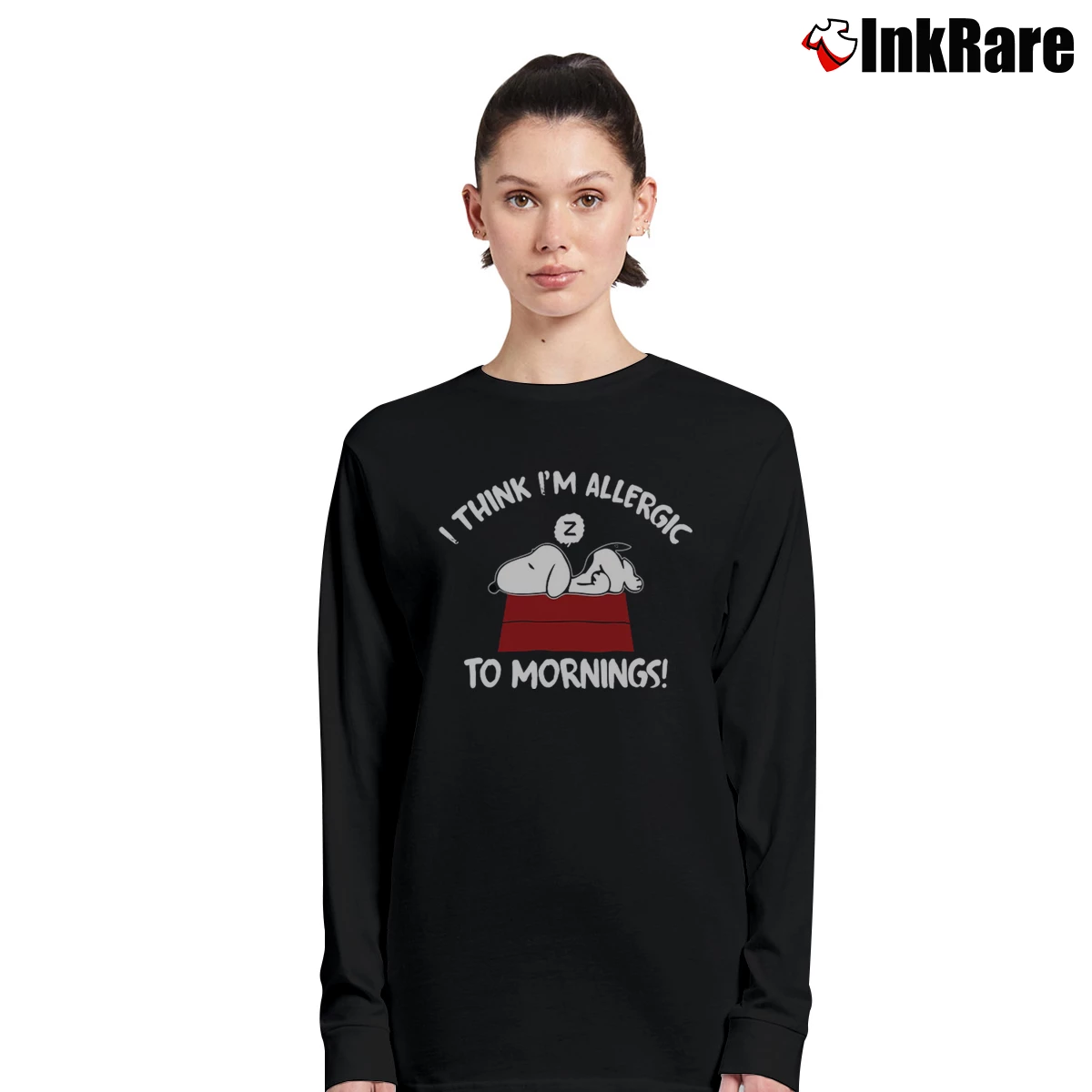Women’s I Think I'm Allergic Snoopy To Mornings Long-Sleeve Top in black | Sleek, Versatile, All-Season
