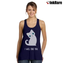 Women’s I Will End You Cute Evil Kitty Cat Funny Sarcastic Tank Top in navy | Lightweight, Movement-Friendly