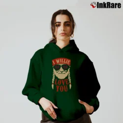 Women’s I Willie Love You Graphic Cozy Hoodie in forest green | Warm, Structured, Stylish