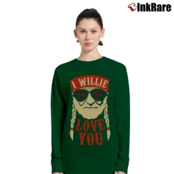 Women’s I Willie Love You Graphic Long-Sleeve Top in forest green | Sleek, Versatile, All-Season