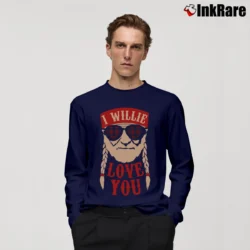 Men’s I Willie Love You Graphic Long-Sleeve Shirt in navy | Sleek, Lightweight, Year-Round Wear