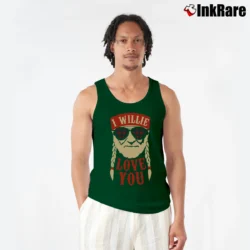 Men’s I Willie Love You Graphic Tank Top in forest green | Breathable, Active-Friendly Design