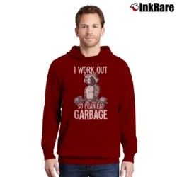 Men’s I Workout So I Can Eat Garbage Pullover Hoodie in maroon | Cozy, Durable, Modern Fit