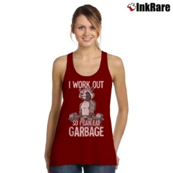 Women’s I Workout So I Can Eat Garbage Tank Top in maroon | Lightweight, Movement-Friendly