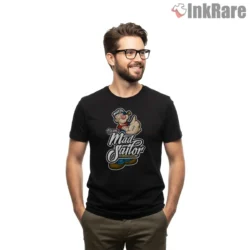 I Yam Mad Sailor Grunge Script Shirt on black short sleeve shirt for men graphic tee