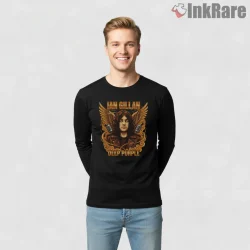 Ian Gillan Deep Purple Classic Rock Portrait Shirt on black long sleeve shirt for men graphic tee