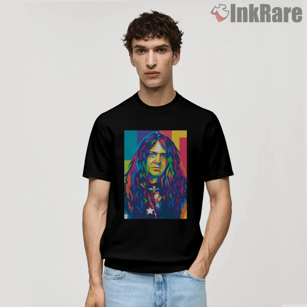 Ian Gillan Deep Purple Neon Pop Art Shirt on black short sleeve shirt for men graphic tee