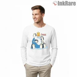 Ice King With Penguins Group Cartoon Character Shirt on white long sleeve shirt for men graphic tee