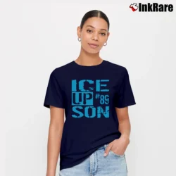 Women’s Ice Up Son Funny Steve Smith Quote Signature T-Shirt in navy | Soft, Flattering Fit
