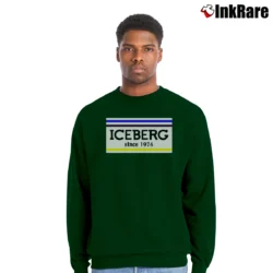 Men’s Iceberg Logo Black Crewneck Sweatshirt in forest green | Cozy Fabric, Clean Style