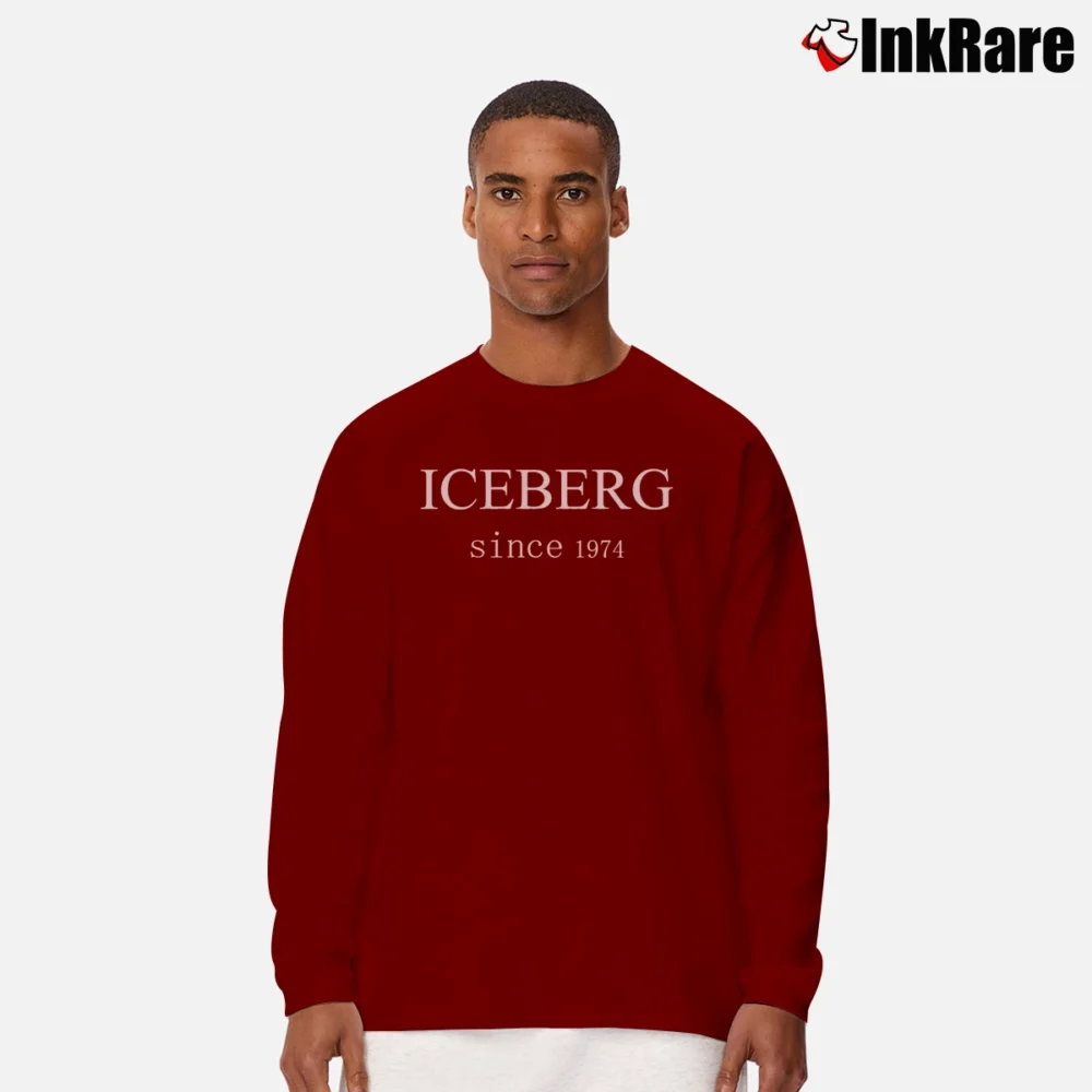 Men’s Iceberg Logo Long-Sleeve Shirt in maroon | Sleek, Lightweight, Year-Round Wear