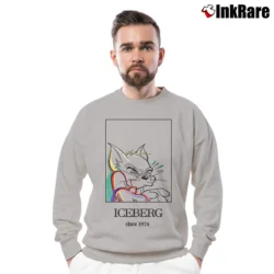 Men’s Iceberg Tom Cartoon Logo Graphic Crewneck Sweatshirt in sport grey | Cozy Fabric, Clean Style