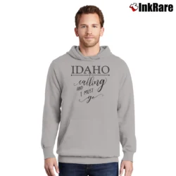 Men’s Idaho Is Calling Travel Pullover Hoodie in sport grey | Cozy, Durable, Modern Fit