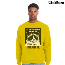 Men’s If I Said Anything To Offend You I Meant It Crewneck Sweatshirt in yellow | Cozy Fabric, Clean Style