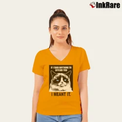Women’s If I Said Anything To Offend You I Meant It V-Neck Tee in orange | Chic Neckline, Soft Texture