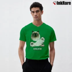 Men’s If It S Not A Himalayan It's Just A Cat V-Neck Tee in irish green | Sharp, Breathable, Everyday Staple