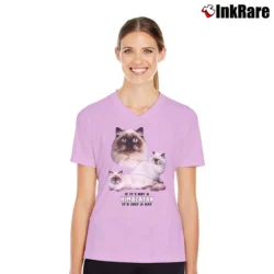 Women’s If It S Not A Himalayan It's Just A Cat V-Neck Tee in light pink | Chic Neckline, Soft Texture