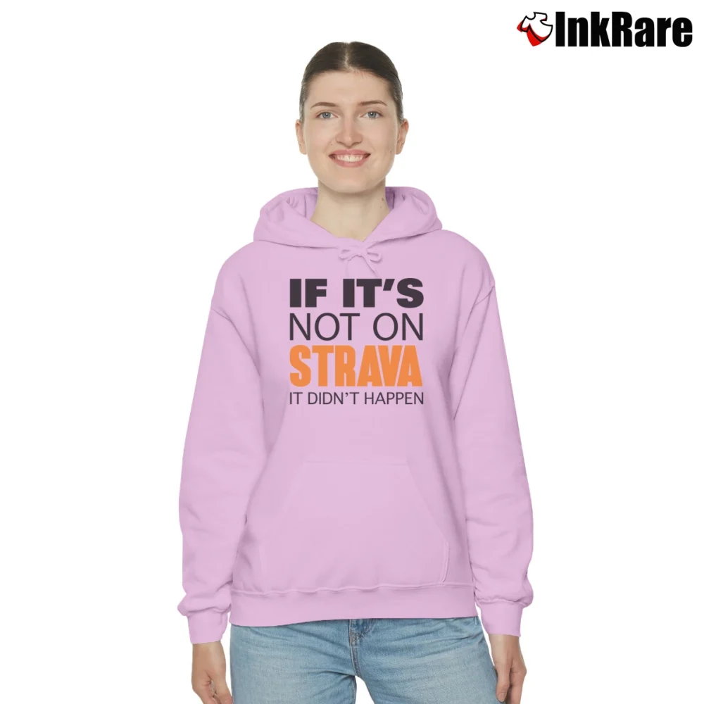 Women’s if it's not on strava it didn't happen for Runners and Cyclists Cozy Hoodie in light pink | Warm, Structured, Stylish