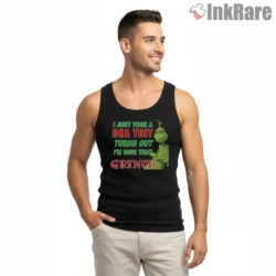 Im 100 Percent That Grinch Dna Test Christmas Shirt on black tank top for men graphic tee