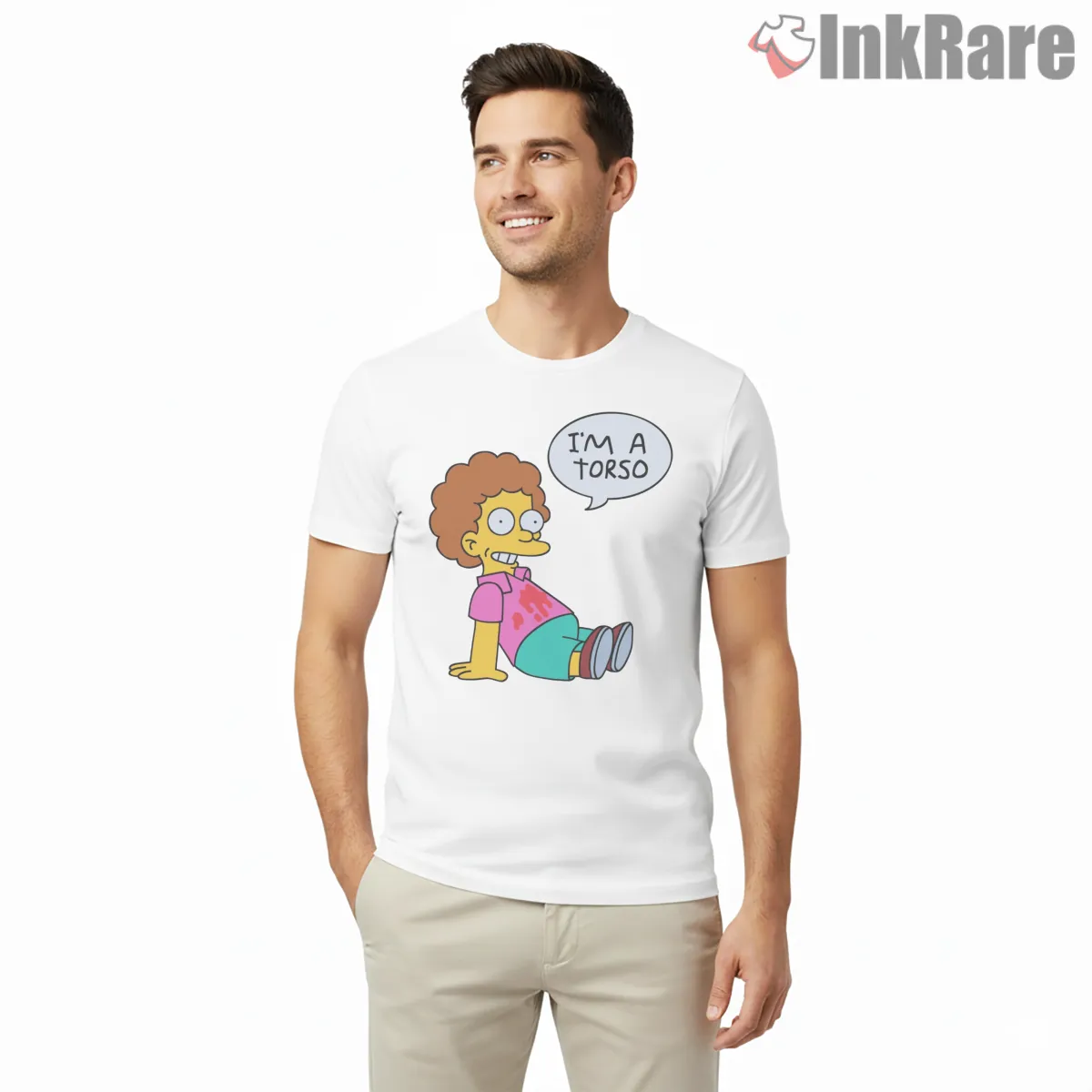 Im A Torso Simpsons Absurd Character Joke Shirt on white short sleeve shirt for men graphic tee