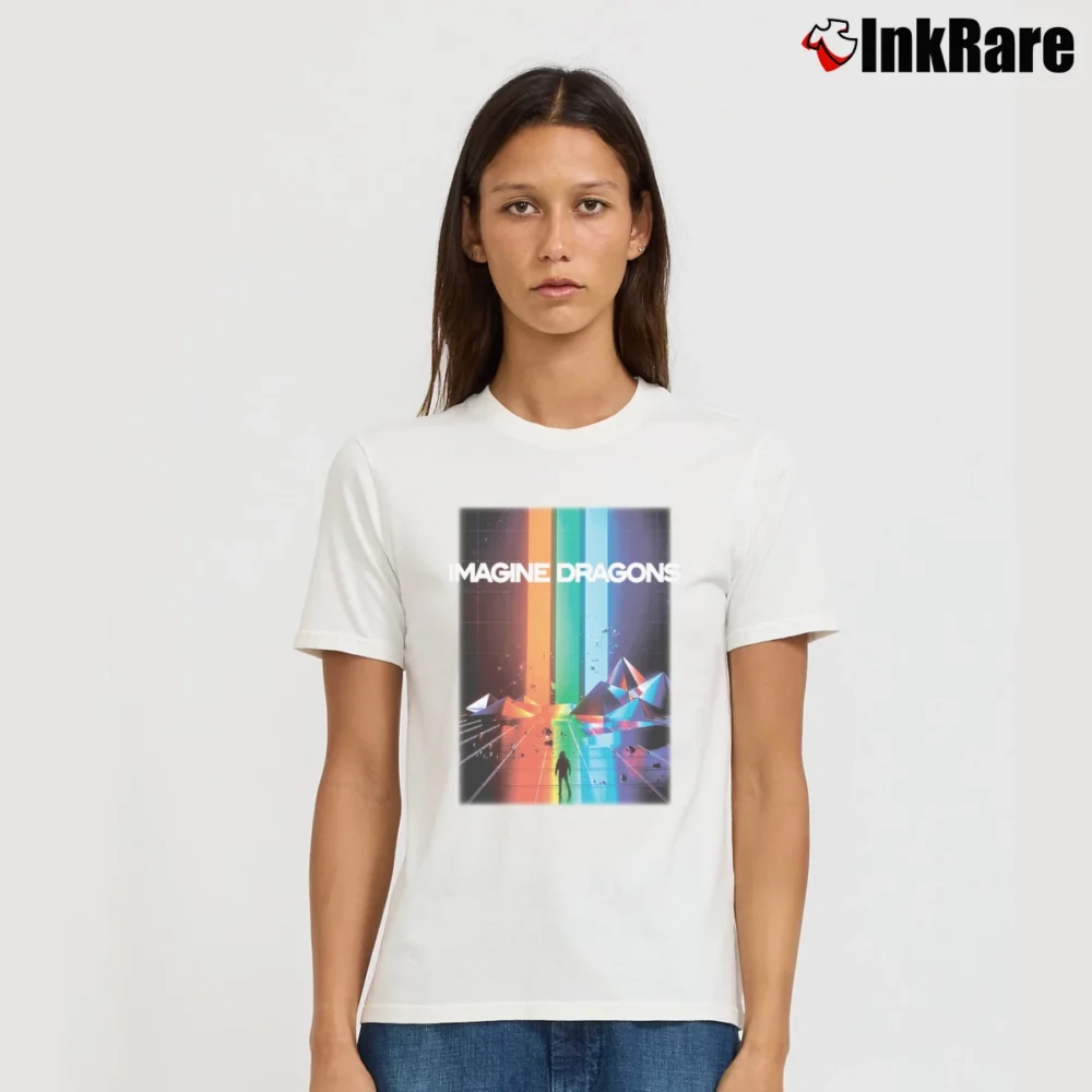Women’s Imagine Dragons Believer Rock Band Signature T-Shirt in white | Soft, Flattering Fit