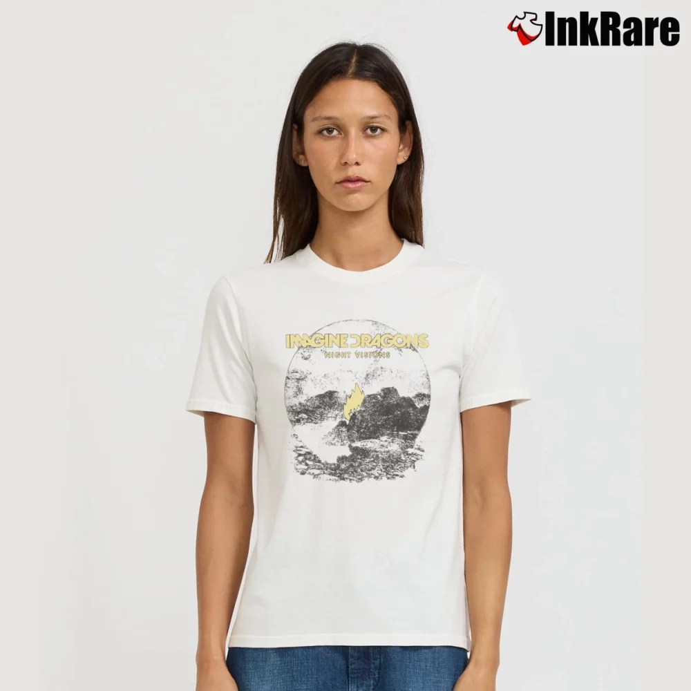 Women’s Imagine Dragons Night Visions Campfire Signature T-Shirt in white | Soft, Flattering Fit