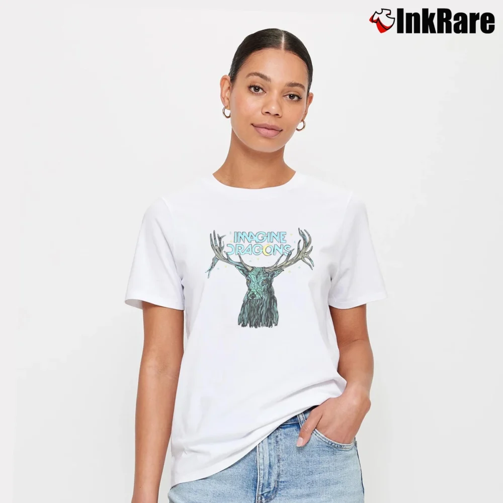 Women’s Imagine Dragons Pop Rock Indie Alternative Signature T-Shirt in white | Soft, Flattering Fit