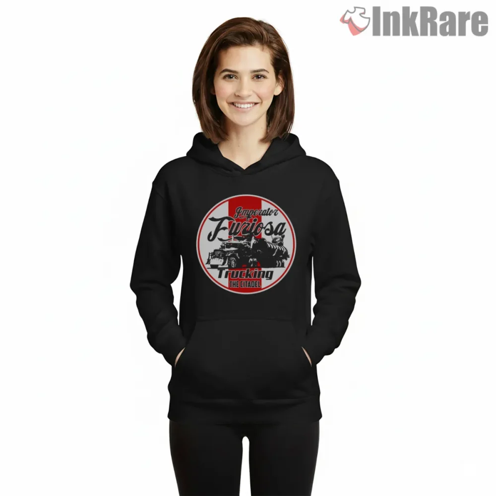 Imperator Furiosa Trucking Citadel Freight Logo Shirt on black hoodie for women graphic tee