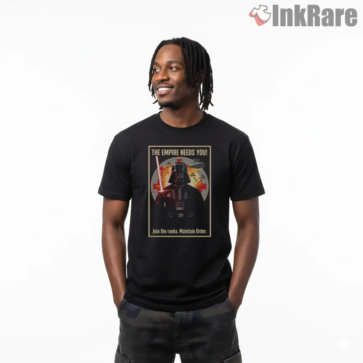Imperial Propaganda Poster Style Shirt on black short sleeve shirt for men graphic tee