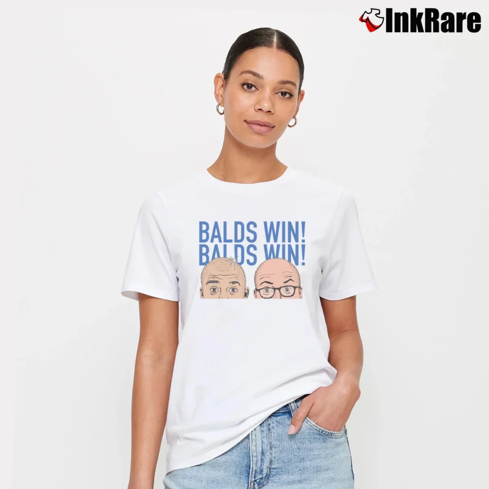 Women’s In Blazers Balds Win Funny Signature T-Shirt in white | Soft, Flattering Fit