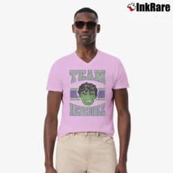Men’s Incredible Hulk Marvel Classic Team Graphic V-Neck Tee in light pink | Sharp, Breathable, Everyday Staple