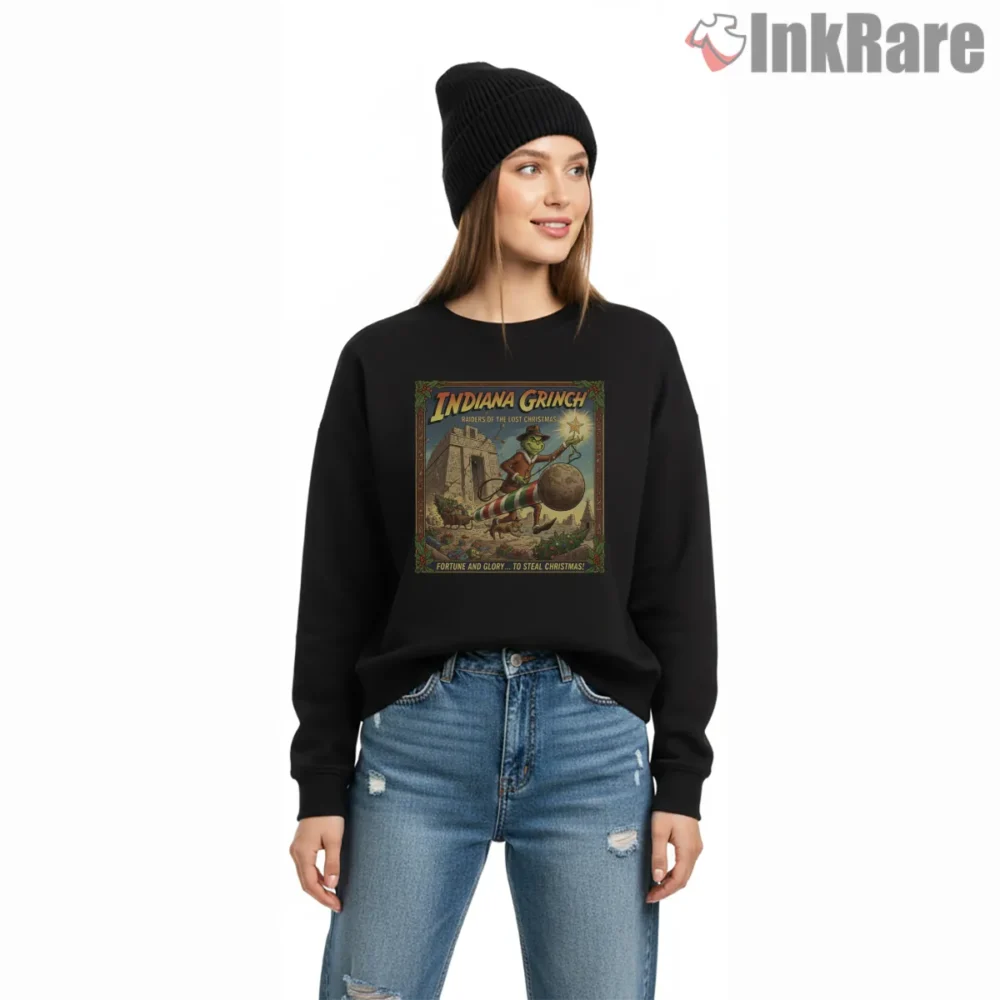 Indiana Grinch Raiders Of Lost Christmas Shirt on graphic shirt for women graphic tee