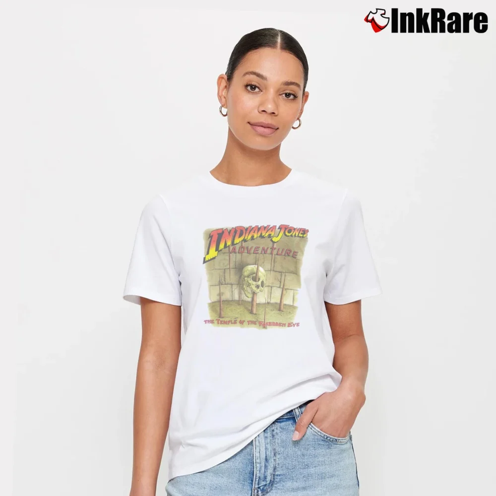 Women’s Indiana Jones Temple Forbidden Eye Disney Mickey Signature T-Shirt in white | Soft, Flattering Fit