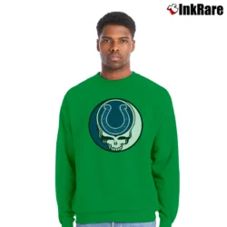 Men’s Indianapolis Colts Grateful Dead Steal Your Face Football NFL Crewneck Sweatshirt in irish green | Cozy Fabric, Clean Style