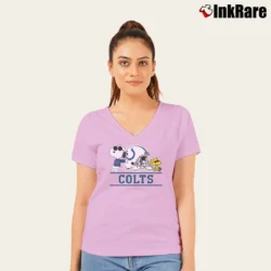 Women’s Indianapolis Colts Snoopy V-Neck Tee in light pink | Chic Neckline, Soft Texture
