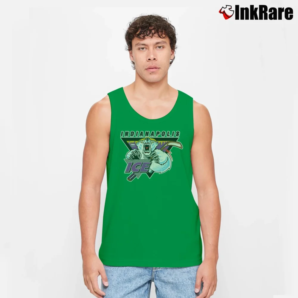 Men’s indianapolis ice hockey team retro minor league fan Tank Top in irish green | Breathable, Active-Friendly Design