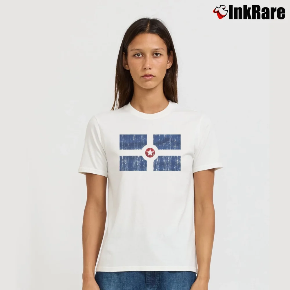 Women’s Indianapolis Indiana Flag Signature T-Shirt in white | Soft, Flattering Fit