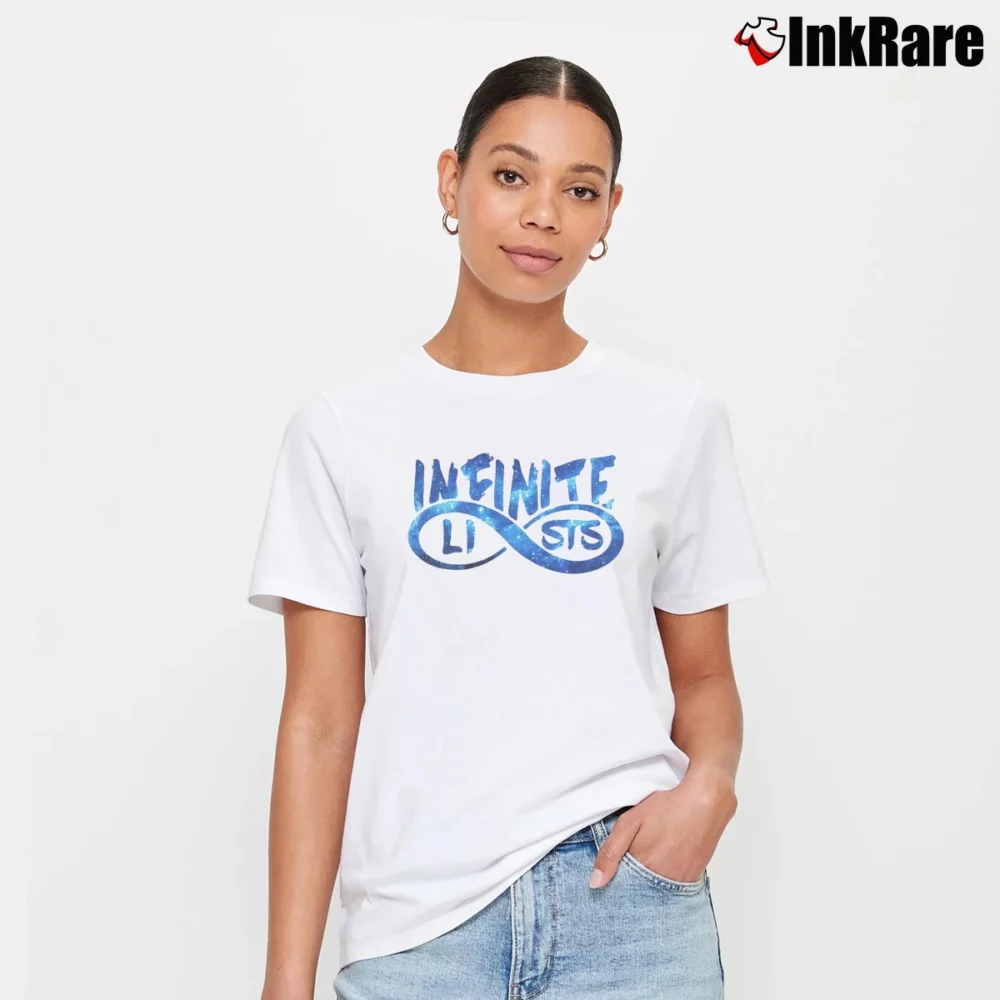 Women’s Infinite Lists Galaxy Logo Merch Signature T-Shirt in white | Soft, Flattering Fit