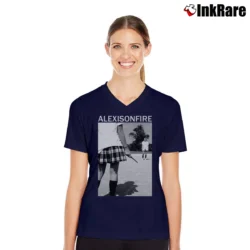 Women’s Infinite Lists Galaxy Logo Merch V-Neck Tee in navy | Chic Neckline, Soft Texture