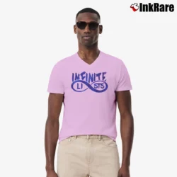 Men’s Infinite Lists Logo V-Neck Tee in light pink | Sharp, Breathable, Everyday Staple